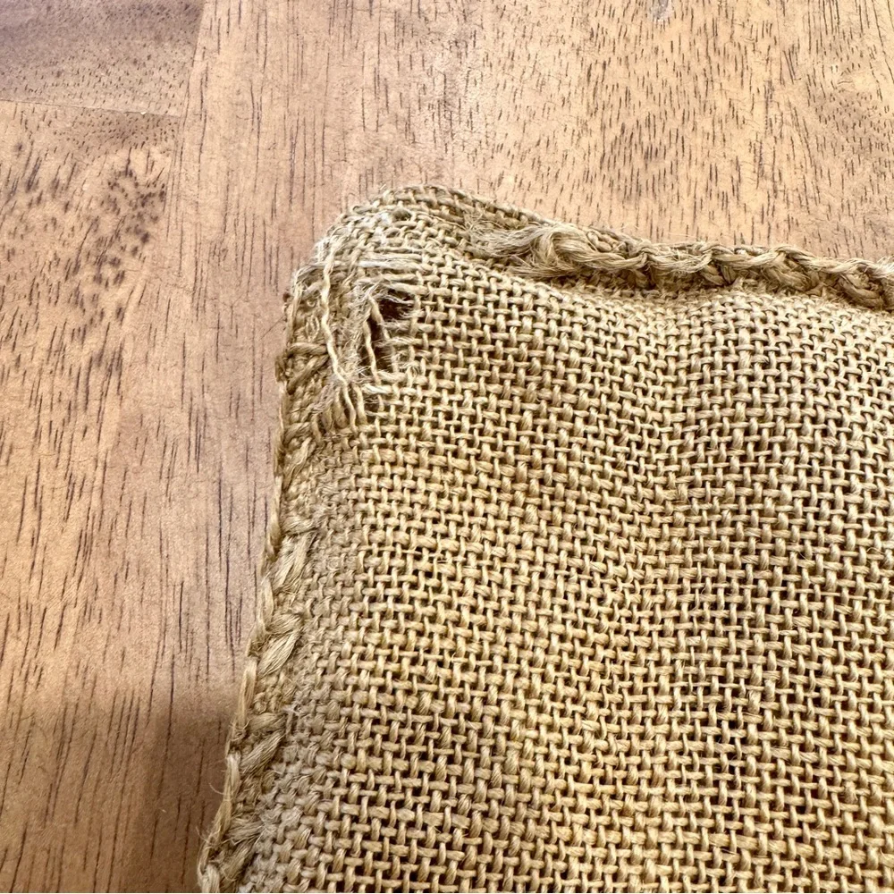 Restoration Hardware Tan Jute Accent Pillow Stripe Braided Edge Neutral